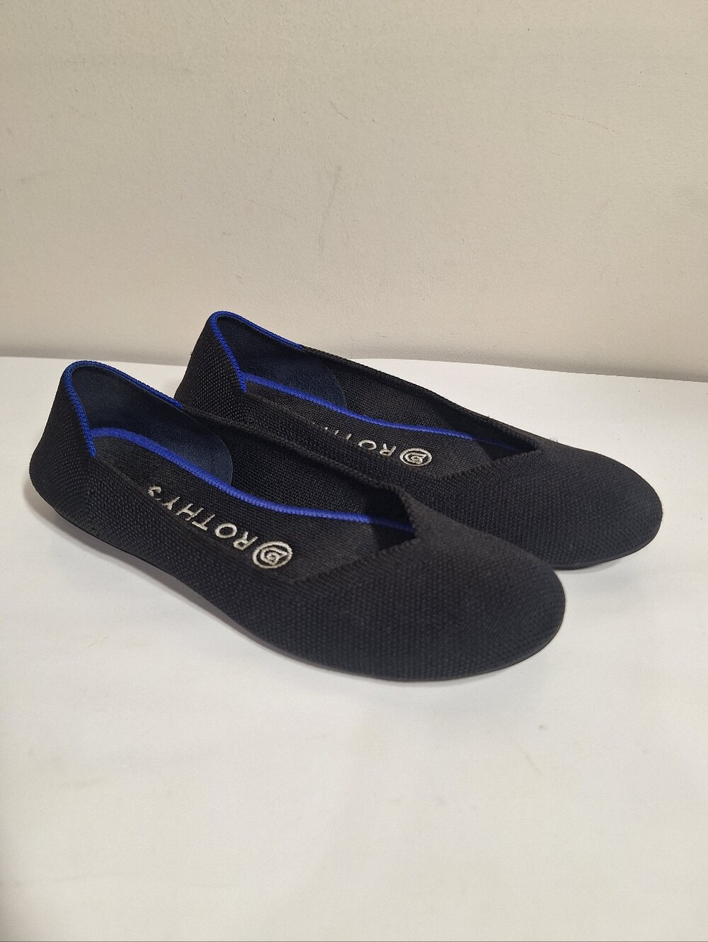Rothy's The Flat Black Knit Round Toe Shoes Size 6 Minimalist Quiet Luxury
